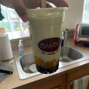 BAMBU - avocado coconut smoothie with pearl n mango jellies - Bubble Tea Near Me - Tacoma, Washington