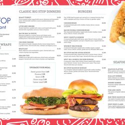 Newport Big Stop Restaurant - Current Menu as of 8/9/2022