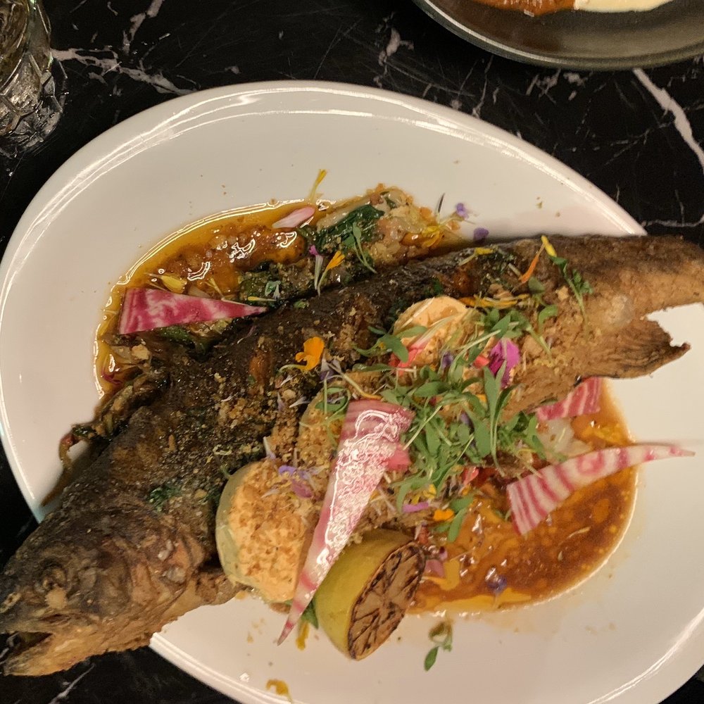Burban Kitchen - Whole trout with garlic breadcrumbs and local radish - New American Near Me - Chico, California Burban Kitchen - Whole trout with garlic breadcrumbs and local radish - New American Near Me - Chico, California
