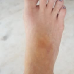 Haus of Bronze - $35 shot. Little color, and all orange. always wear shower cap on my foot to not color the bottom and this is my $ shot. THAT is $35???