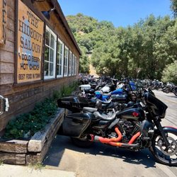 Josie’s Hideout Saloon - Ample motorcycles parking both sides of the street.