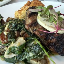 "Chateau Cut" Prime Top-Sirloin with potato gratin, sautéed spinach & diced bacon