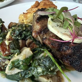 Shadowbrook - "Chateau Cut" Prime Top-Sirloin with potato gratin, sautéed spinach & diced bacon - American Near Me - Capitola, California