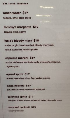 Menu photo 3 Bar Lucia Napa, CA Menu photo 3 Bar Lucia Napa, CA