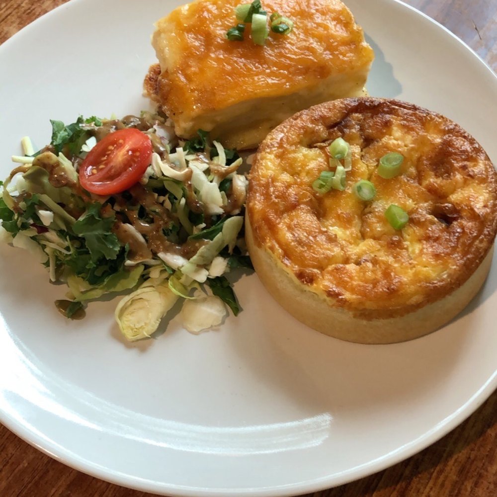 Le Coffee Shop - Sequin Quiche, Scalloped Potatoes, light refreshing House salad - Breakfast & Brunch Near Me - Temecula, California Le Coffee Shop - Sequin Quiche, Scalloped Potatoes, light refreshing House salad - Breakfast & Brunch Near Me - Temecula, California