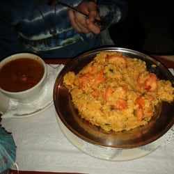 El Galeon Restaurant - Shrimp rice with side of beans. Pretty good.
