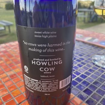 Bar Z Winery - Sweet white Howling Cow. April, 2024. - Wineries Near Me - Canyon, Texas