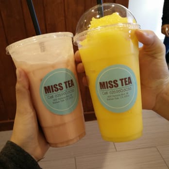 Miss Tea - Rose milk tea and mango slush (icy) - Bubble Tea Near Me - Baldwin Park, California