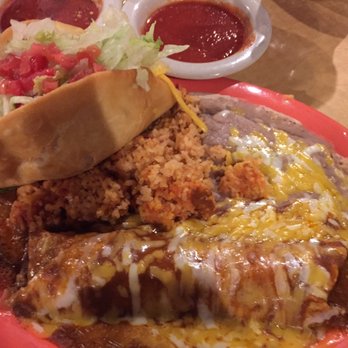 Maria's Mexican Restaurant - Combo plate with a puffy taco and beef enchilada - Desserts Near Me - Ralston, Nebraska Maria's Mexican Restaurant - Combo plate with a puffy taco and beef enchilada - Desserts Near Me - Ralston, Nebraska