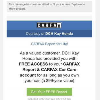 DCH Kay Honda - Email from Carfax, who got the info from Kay Honda, without my permission! - Auto Repair Near Me - Eatontown, New Jersey DCH Kay Honda - Email from Carfax, who got the info from Kay Honda, without my permission! - Auto Repair Near Me - Eatontown, New Jersey