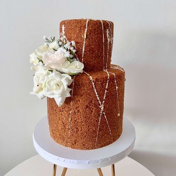 Simon's Bakery - Two tier Russian honey cake wedding cake - Custom Cakes Near Me - London, XGL Simon's Bakery - Two tier Russian honey cake wedding cake - Custom Cakes Near Me - London, XGL