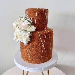 Simon's Bakery - Two tier Russian honey cake wedding cake