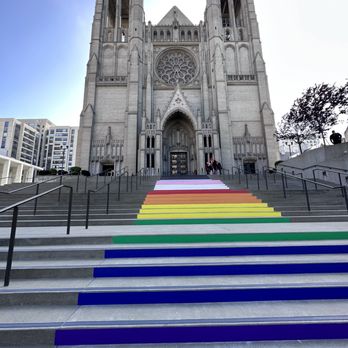 Grace Cathedral - Grace Cathedral steps festooned in Pride - Churches Near Me - San Francisco, California Grace Cathedral - Grace Cathedral steps festooned in Pride - Churches Near Me - San Francisco, California