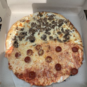 Star Tavern - Three cheese pizza, half with mushroom, half with tomato sauce and pepperonj - Pizza Near Me - City Of Orange, New Jersey Star Tavern - Three cheese pizza, half with mushroom, half with tomato sauce and pepperonj - Pizza Near Me - City Of Orange, New Jersey