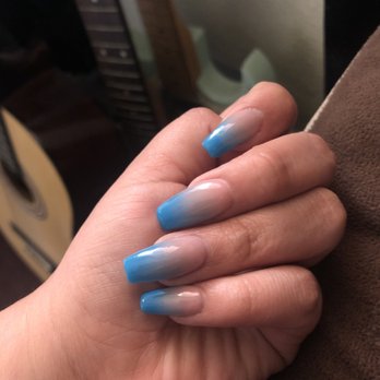 Lotus Nails Spa - Medium Blue Ómbre Coffin Nails - Nail Salons Near Me - Maywood, California Lotus Nails Spa - Medium Blue Ómbre Coffin Nails - Nail Salons Near Me - Maywood, California