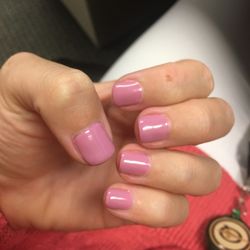 Gel nails, exactly as the swatch color. Took his time painting and did great! Only $20!
