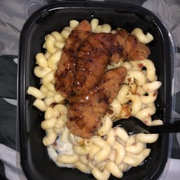 Four-cheese Mac & Cheese with Honey Pepper Chicken Tenders