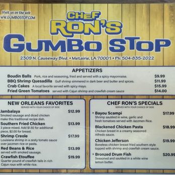 Chef Ron's Gumbo Stop - Cajun/Creole Near Me - Metairie, Louisiana