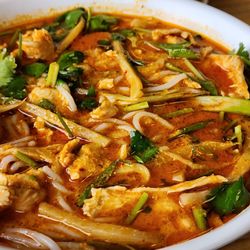 Vientiane Noodle Shop - Khao Poun (after I stirred in the garnish)