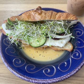 Seed 2 Cup Coffee - Croissant breakfast sandwich-opted out of cheese and onions. - Coffee & Tea Near Me - Oakdale, California