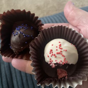 Sweet Intention Gift Boutique - The huckleberry truffle( on left) was disgusting it tasted like cough medicine.The red velvet one (on the right) was okay - Home Decor Near Me - Camas, Washington Sweet Intention Gift Boutique - The huckleberry truffle( on left) was disgusting it tasted like cough medicine.The red velvet one (on the right) was okay - Home Decor Near Me - Camas, Washington