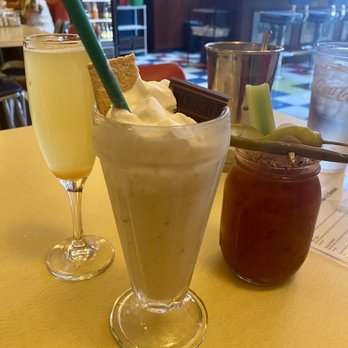 Green Light Diner - (L to R) peach bellini, s'mores shake, Bloody Mary - Diners Near Me - Poulsbo, Washington