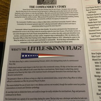 Commander's Shellfish Camp - Story of the restaurant and the menu - Bars Near Me - St. Augustine, Florida
