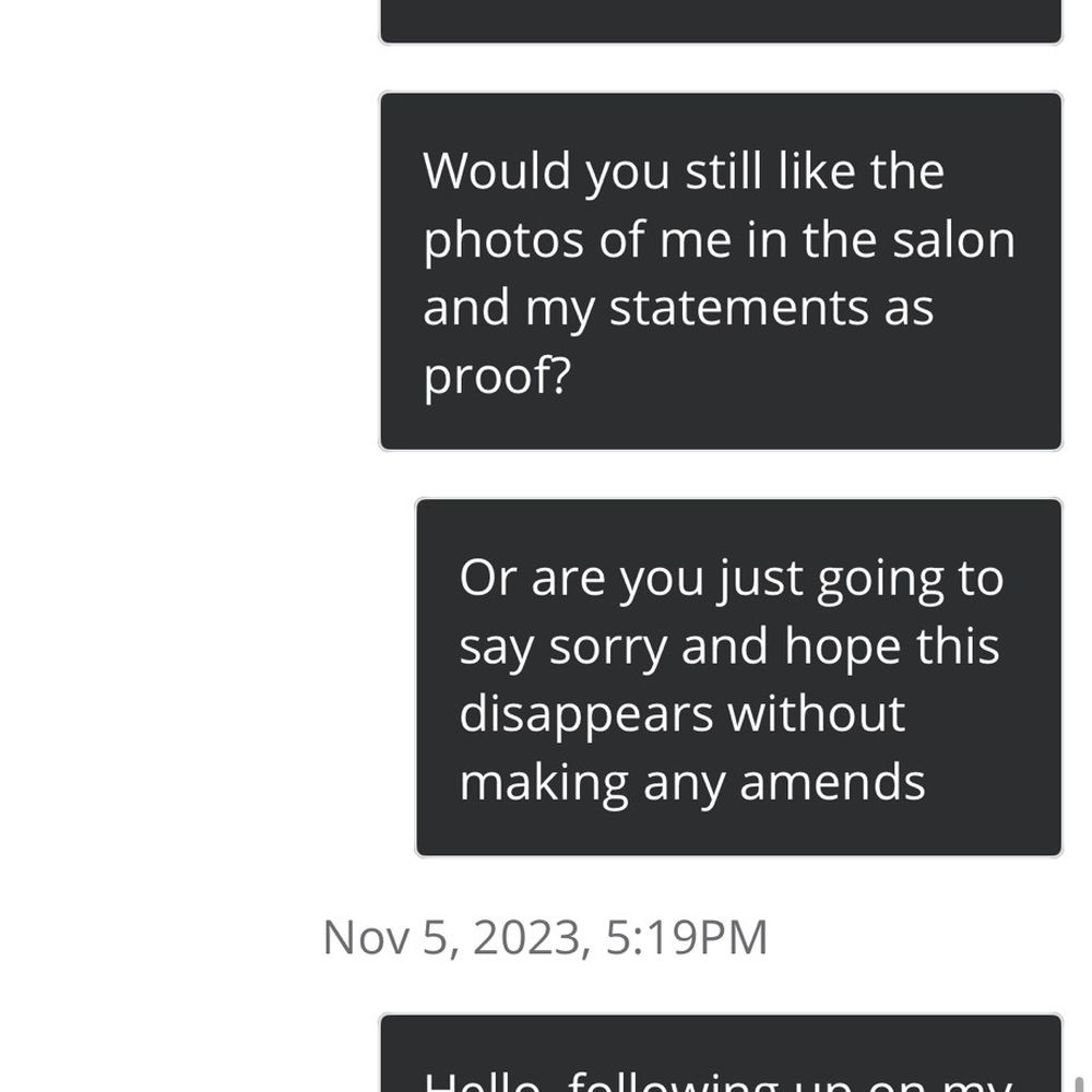 Bishops - Owner ghosts clients that her business messed up with. - Hair Salons Near Me - Pleasanton, California