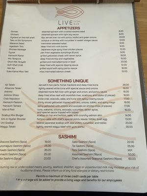 Menu photo 3 Live Sushi Bar San Francisco, CA