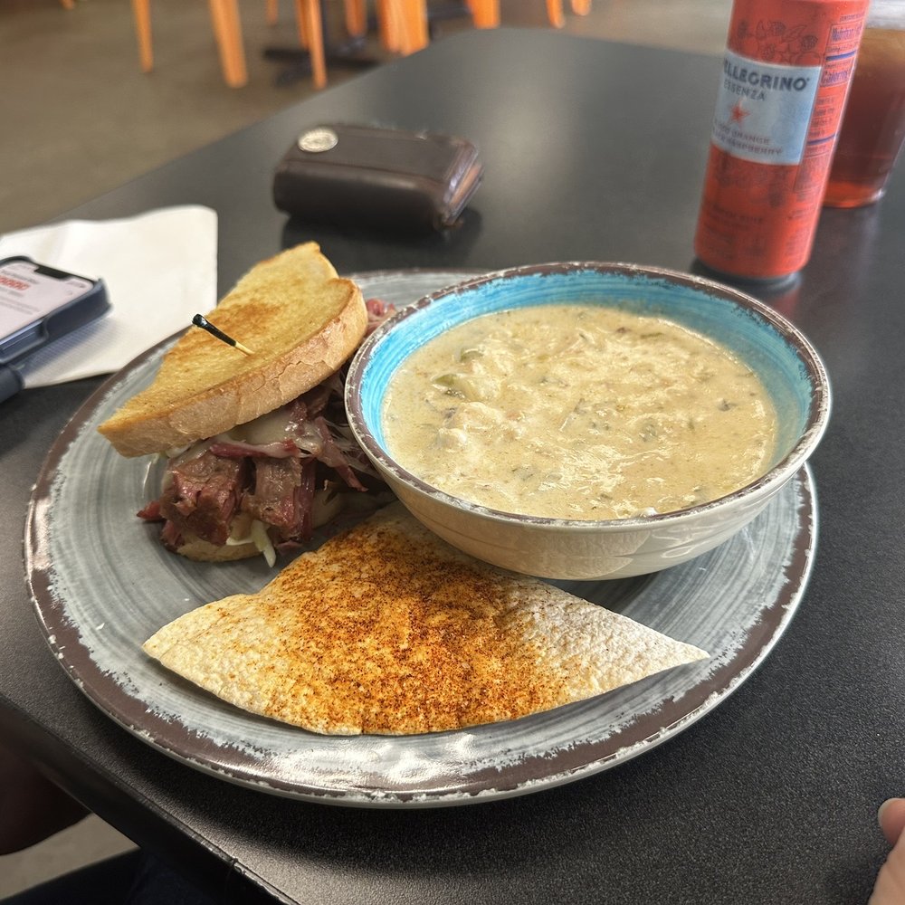 Piper's in The Park - Ruben with chipotle seafood soup - Delis Near Me - Durham, North Carolina Piper's in The Park - Ruben with chipotle seafood soup - Delis Near Me - Durham, North Carolina