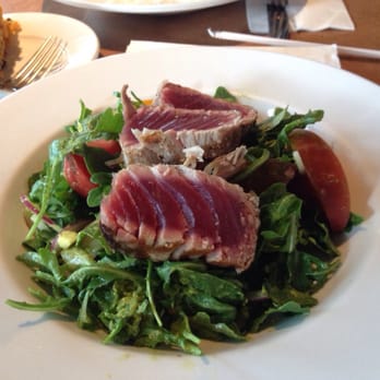 Cafe Bernardo - Seared Ahi salad with heirloom tomatoes. Just perfect! - New American Near Me - Davis, California Cafe Bernardo - Seared Ahi salad with heirloom tomatoes. Just perfect! - New American Near Me - Davis, California