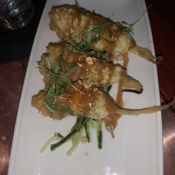 Buccan - Shrimp stuffed squash blossoms - New American Near Me - Palm Beach, Florida Buccan - Shrimp stuffed squash blossoms - New American Near Me - Palm Beach, Florida