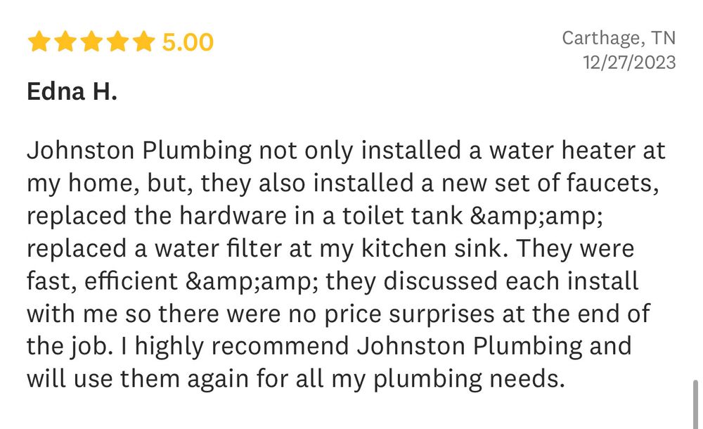 Slide of Johnston Plumbing