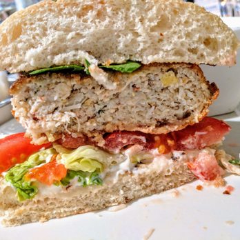 Liberty Grill - Crab (and white fish) Burger: inside - Burgers Near Me - Cork, Colorado