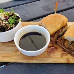 Smoked brisket dip and garden salad Smoked brisket dip and garden salad
