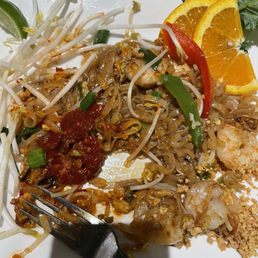 Shrimp noodles with some hot sauce Shrimp noodles with some hot sauce