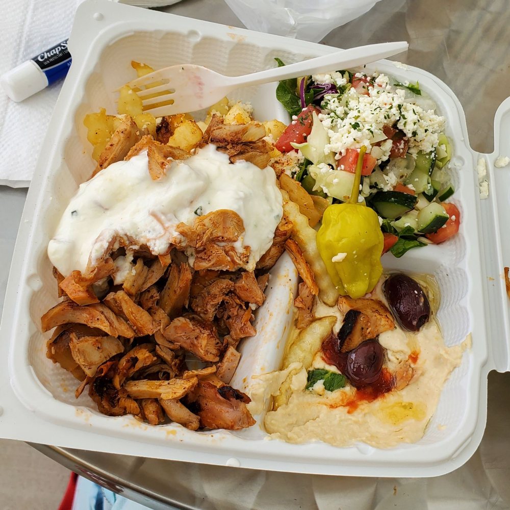 a meal in a styrofoam container