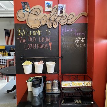 Old Crow Coffeehouse - a coffee station with a chalkboard - Coffee & Tea Near Me - Ambridge, Pennsylvania