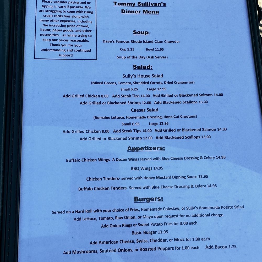 Tommy Sullivan's Cafe - Menu - American Near Me - Branford, Connecticut Tommy Sullivan's Cafe - Menu - American Near Me - Branford, Connecticut