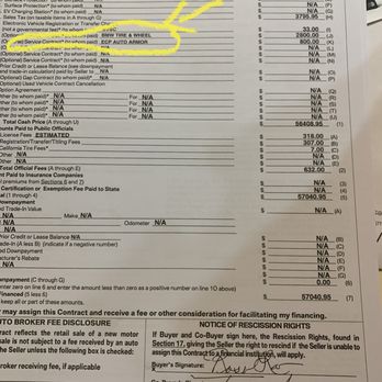 Irvine BMW - Showing that they charged my parents $2800 plus $800 and a bunch of other things they likely did not need.  Unacceptable. - Car Dealers Near Me - Irvine, California