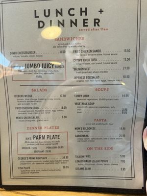 Menu photo 2 George + Kin's Diner Napa, CA
