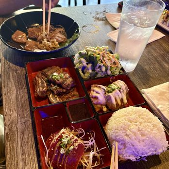 Wedashii - Dinner Bento (Korean short ribs, Ahi Tuna & BBQ Albacore choices) & Pepper fin! - Sushi Bars Near Me - Sacramento, California Wedashii - Dinner Bento (Korean short ribs, Ahi Tuna & BBQ Albacore choices) & Pepper fin! - Sushi Bars Near Me - Sacramento, California