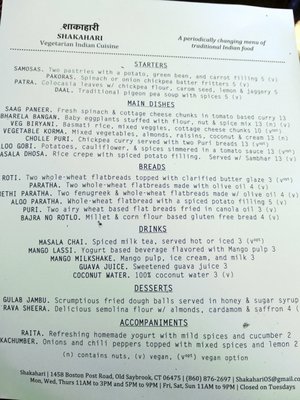 Menu photo 1 Shakahari Old Saybrook, CT