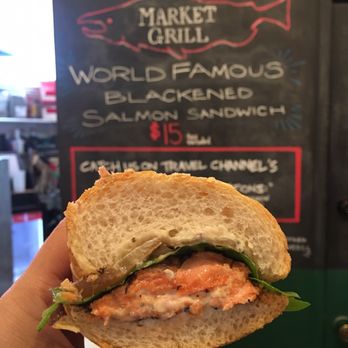 Market Grill - This blackened salmon sandwich is amazing! - Seafood Near Me - Seattle, Washington