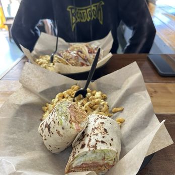 Sporks - Buffalo Chicken Wrap and side of bacon Mac and cheese. - Tacos Near Me - St. Augustine, Florida