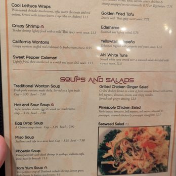 Phoenix Asian Cuisine - Menu 1 Oct 2024 - Asian Fusion Near Me - Greensboro, North Carolina