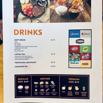Pepper Lunch - Menu: drinks, sides and add ons - Teppanyaki Near Me - Irvine, California