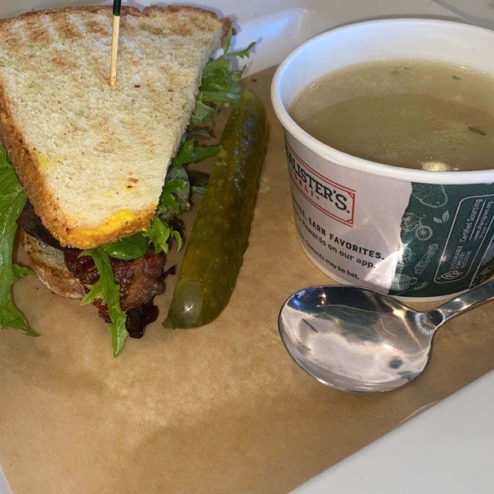 Sandwich and chicken and dumplings soup Sandwich and chicken and dumplings soup