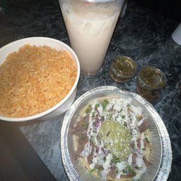 lengua mulita, side of Rice, Horchata
