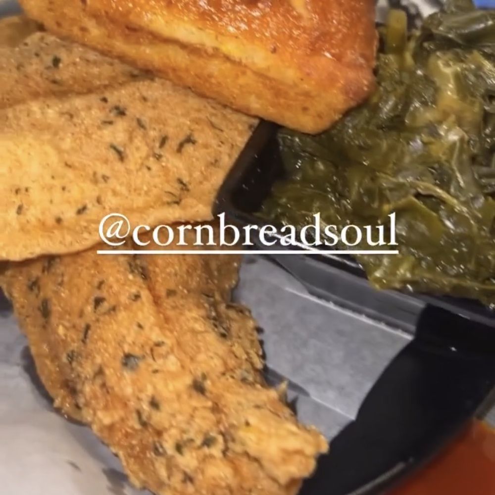 Cornbread Brooklyn - Catfish 2 Pieces with 2 Sides Side Collard Greens Side Mac and Cheese - Soul Food Near Me - Brooklyn, New York
